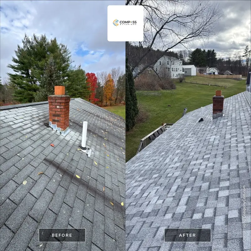 Rotted Decking Replaced Under Sierra Gray Shingles — Epsom, NH — completed by Compass Exteriors in Epsom