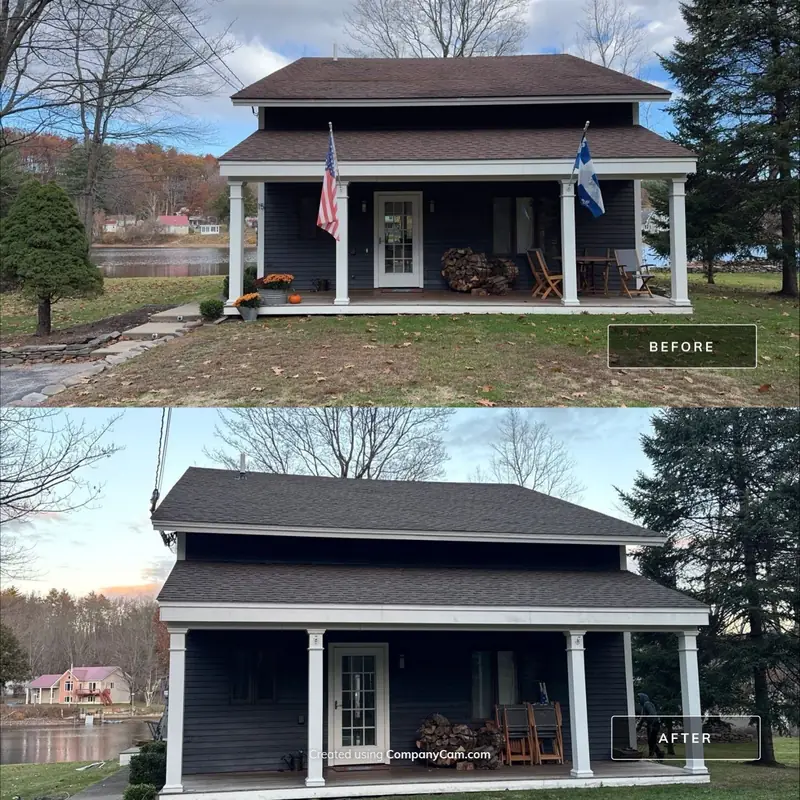 Barkwood HDZ Reroof with LayerLock Wind Protection — Goffstown, NH — completed by Compass Exteriors in Goffstown