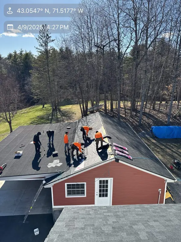 Dual-System Reroof: Onyx Black Shingles Plus EPDM — Goffstown, NH — completed by Compass Exteriors in Goffstown