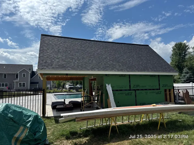 Pool House Gets a Bold Onyx Black Roof — Bedford, NH — completed by Compass Exteriors in Bedford