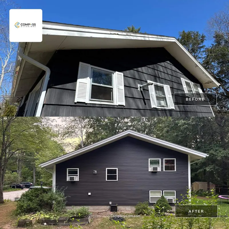 Full Vinyl Siding, Window & Door Replacement Near the Bellamy River — Dover, NH — completed by Compass Exteriors in Dover