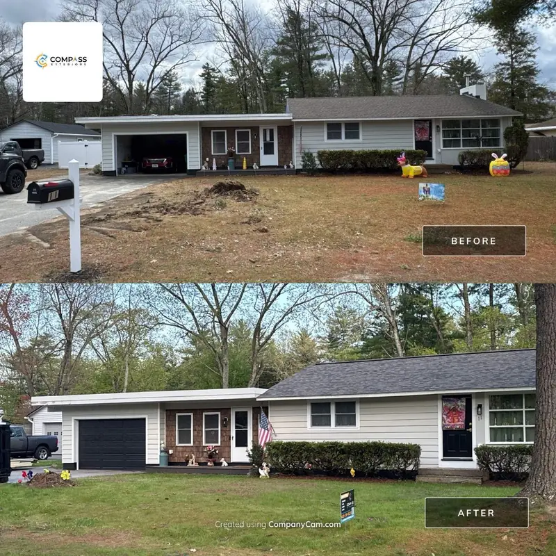 Hybrid Asphalt & EPDM Roof for Mixed-Pitch Sections — Merrimack, NH — completed by Compass Exteriors in Merrimack