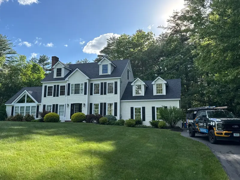 Cobbetts Pond Reroof with Color-Matched Black Vent Pipes — Windham, NH — completed by Compass Exteriors in Windham